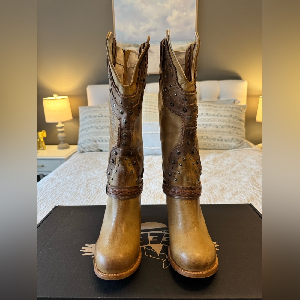 Freebird Brown Leather Studded Boots - Picture 5 of 13